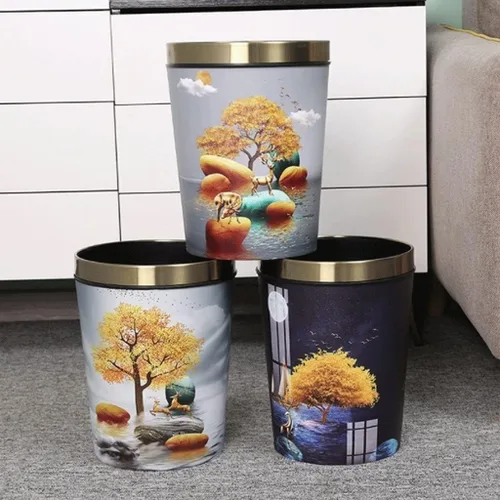 Miniatura 7 de Garbage Cans Garbage Cans, Decorative Small Trash Can Garbage Container Bin Wastebasket with Patterned Waste Baskets Basket