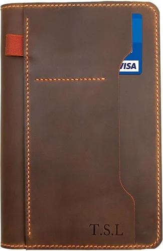 Miniatura 3 de Funda de cuero personalizada para bloc de notas Steno de 6"x9", cubierta de espiral de cuero hecha a mano, funda folio compatible con bloc de notas