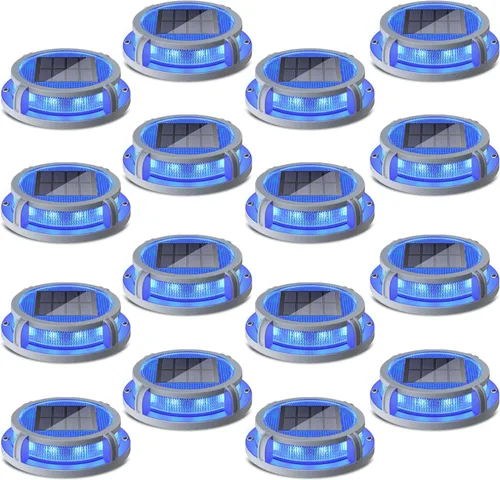 Miniatura 13 de SIEDiNLAR Luces solares para cubierta al aire libre, 2 modos, 16 LED, marcadores de entrada, luz de muelle, funciona con energía solar, impermeable
