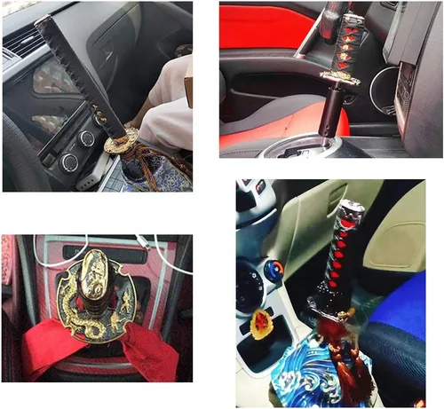 Miniatura 7 de Katana - Pomo de palanca de cambios automática para bloqueo y botón de transmisión automática, espada samurái, palanca de cambios individual