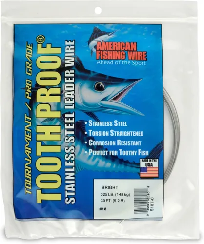 Miniatura 46 de AFW Alambre Líder Duro de Una Hebra de Acero Inoxidable a Prueba de Dientes - Brillante y Camuflaje para Tiburón, Barracuda, Caballa Real, Wahoo