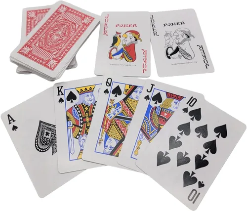 Miniatura 4 de Zugar Land Naipes económicos: 2 barajas (1 baraja roja y 1 azul) de 2.3/8 pulgadas por 3.3/8 pulgadas (2.165 in x 3.386 in) con revestimiento