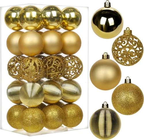 Miniatura 22 de 30 piezas de adornos de bola de árbol de Navidad irrompibles negros para decoración navideña
