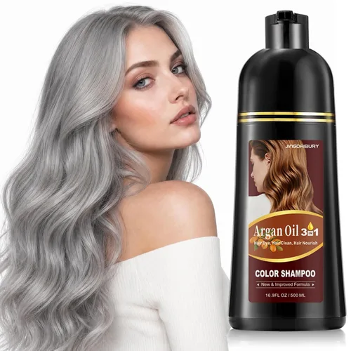 Miniatura 9 de Champú de tinte para el cabello castaño oscuro, champú de color de cabello con aceite de argán para hombres y mujeres, champú 3 en 1 para teñir