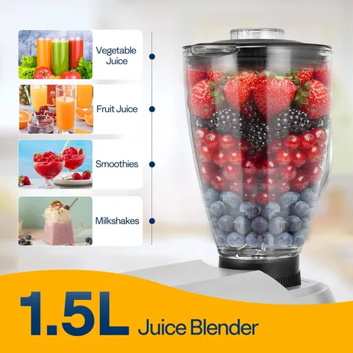 Miniatura 4 de VIVOHOME - Batidora de mesa 3 en 1, eléctrica, con cabezal inclinable para cocina, de 6 cuartos de galón, con tazón, mezclador de alimentos Plateado