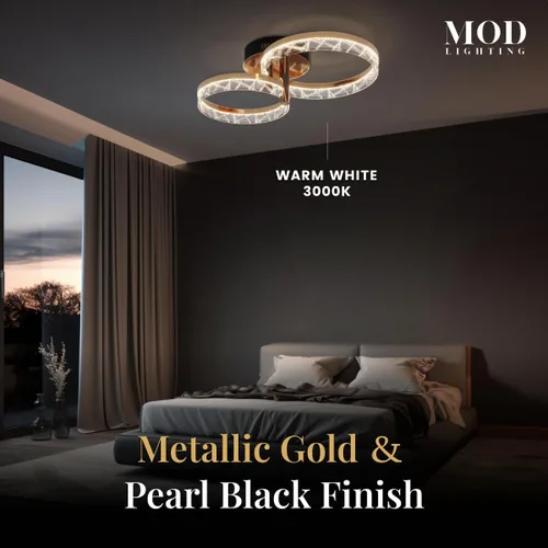Miniatura 3 de MOD Lighting Clara Moderna lámpara de techo empotrada, lámpara de techo LED de 2 anillos para cocina, dormitorio y pasillo, cerca de luces