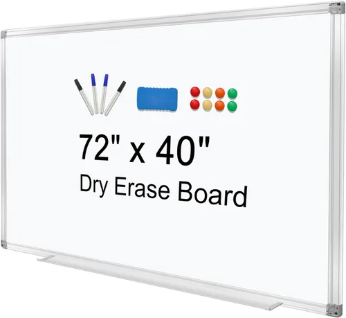 H-Qprobd Pizarra de Borrado en Seco para Pared 72"x40" Pizarra Magnética de Presentación de Aluminio con Bandeja Larga para Bolígrafos, Pizarra