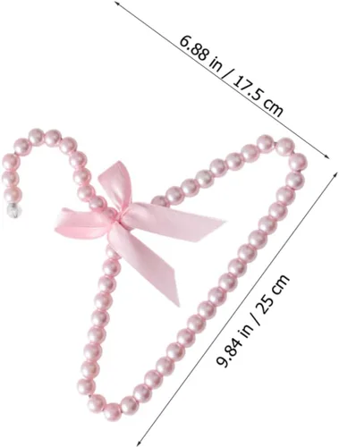 Miniatura 2 de 5 piezas de perlas rosadas pequeñas perchas de ropa con perlas de imitación con lazo de cinta para mascotas, perros, gatos, ropa de bebé