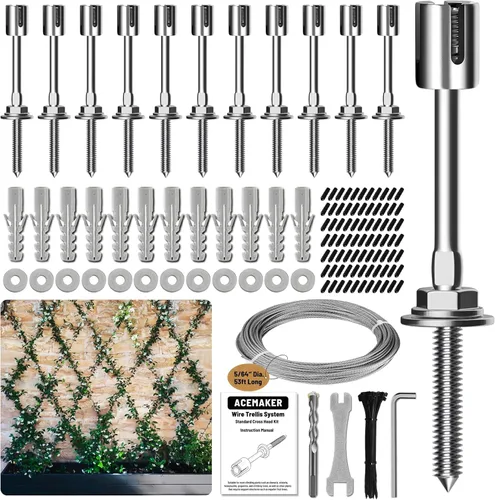 Miniatura 13 de Enrejado de alambre para plantas trepadoras al aire libre, juego de 20 enrejados de alambre de pared con cable y cortador de acero inoxidable