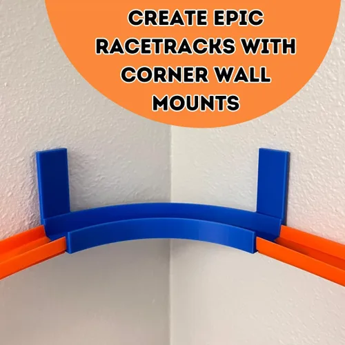 Miniatura 6 de Riel de montaje en pared de esquina compatible con Hot Wheels Giro de 90 grados con adhesivo extraíble para montaje en pared Fabricado