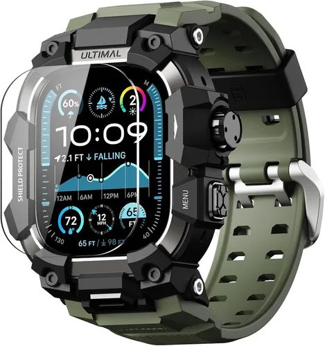 Miniatura 23 de ULTIMAL - Funda resistente con correa para Apple Watch 49mm, compatible con Apple Watch Ultra 3/2/1, cubierta protectora a prueba de golpes de grado