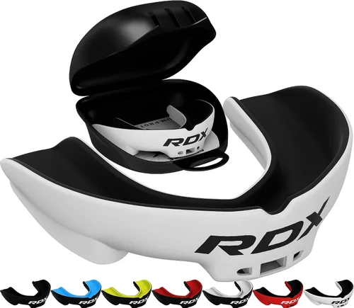 Miniatura 10 de RDX Protector Bucal para Boxeo MMA Kickboxing Muay Thai Judo Karate - Protector de Mandíbula con Funda de Almacenamiento para Adultos, Artes Rojo