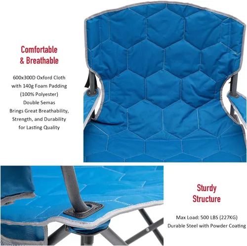 Miniatura 6 de SUNNYFEEL Silla de campamento de gran tamaño para adultos grandes y altos, silla de campamento plegable resistente que soporta 500 libras, silla
