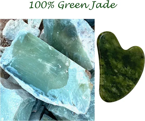 Miniatura 6 de OXT Gua Sha, herramientas faciales Gua Sha de primera calidad, herramienta de guasha para cara mejorada, piedra de jade natural Guasha (verde oscuro)