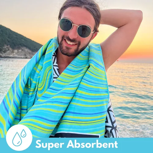 Miniatura 2 de ECCOSOPHY - Toalla de playa de microfibra a prueba de arena, de secado rápido, ligera, superabsorbente, perfecta para piscina, viajes, crucero