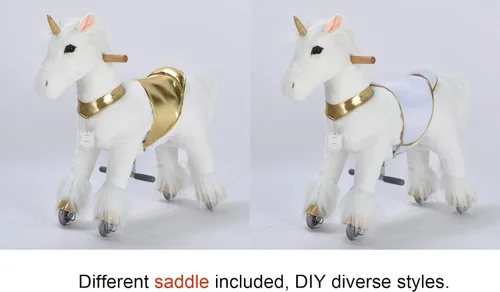 Miniatura 7 de UFREE Juguete de unicornio para montar, unicornio de peluche caminante para niñas, regalo de cumpleaños para niños de 4 a 9 años, altura de 36