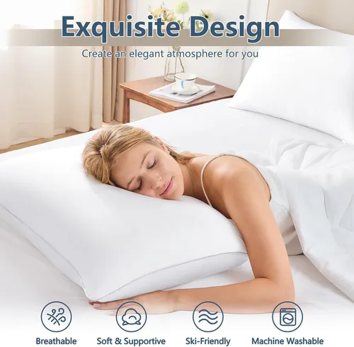 Miniatura 2 de CozyLux Almohadas de cama suaves y de apoyo para personas que duermen de lado y de espalda, relleno alternativo con certificado Oeko-Tex, almohada