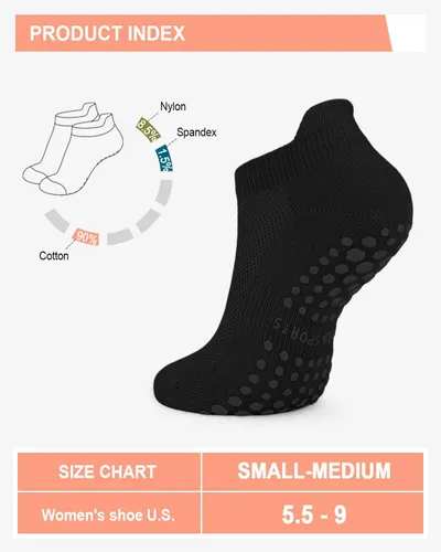 Miniatura 6 de 6 pares de calcetines de pilates antideslizantes para mujer, calcetines atléticos de yoga para barre ballet, descalzo, entrenamiento, hospital