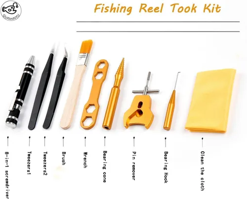Miniatura 3 de QUA'ANNYU Fishing Reel Maintenance Kit, Professional Fishing Reel Care & Repair Tool Set with 24/30/38-in-1 Screwdriver Set Oro+Destornillador manual