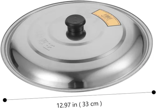 Miniatura 2 de Cabilock Tapas de sartén Tapa de olla Wok Tapa de olla: Tapa de sartén redonda de acero inoxidable con perilla Cubierta de sartén para sartén