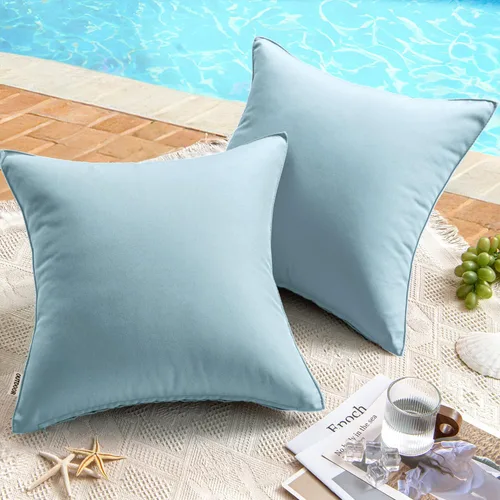 Miniatura 23 de MIULEE - Juego de 2 fundas de almohadas decorativas para exteriores, impermeables, cuadradas, para jardín, para cenador de primavera, tienda de Negro