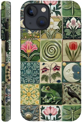 Miniatura 47 de DAIZAG Funda compatible con iPhone 13, funda duradera de protección contra golpes para niñas y mujeres, tema de retazos azul océano Tema