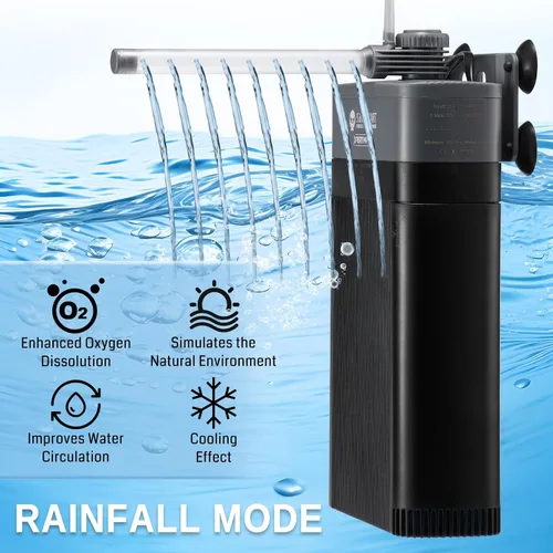 Miniatura 2 de XpertMatic - Filtro de acuario de 220 GPH, luz limpia integrada de 9 W, potente bomba sumergible para tanque de 20 a 50 galones, filtro de tanque