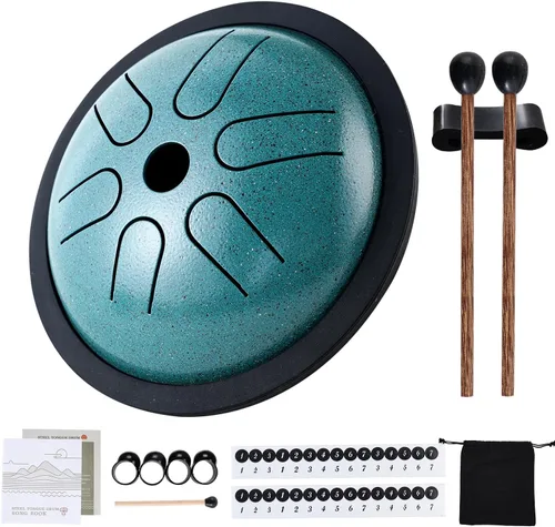 Miniatura 12 de Yahpetes Tambor de Lengua de Acero Instrumento de Percusión Musical Tambor de Lluvia de Metal para Exteriores 5.5 Pulgadas 6 Notas Clave de Do