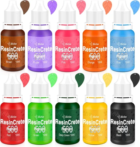 JDiction ResinCrete Pigmento, 10 colores altamente concentrados resinCrete tinte para hacer joyas de bricolaje, color vívido de alta calidad, fácil