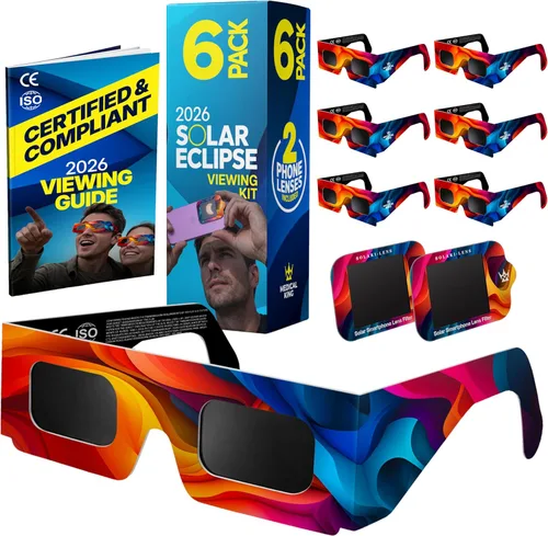 Medical king Gafas de eclipse solar 2024 con certificación CE e ISO aprobadas 2024 para visión solar directa (paquete de 5)