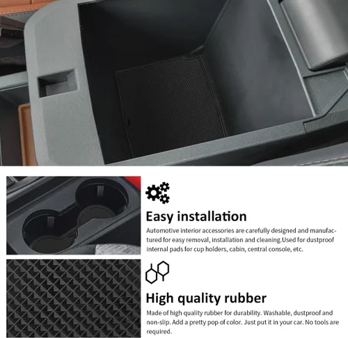 Miniatura 3 de Auovo Inserto para Portavasos Compatible con Accesorios Ford Maverick 2022 2023 2024 2025 Forros para Portavasos de Consola Central Forros para Negro