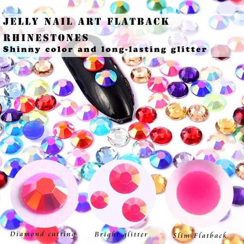 Miniatura 3 de Diamantes de imitación arcoíris para uñas, colores mezclados, diamantes de imitación de resina para manualidades, gemas brillantes para uñas