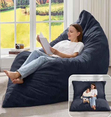 Miniatura 14 de Hobestluk Silla Puf 3 en 1, Sillas Puf Gigantes para Adultos con Cubierta de Burbujas, Cojín de Suelo Convertible con Cubierta Lavable a Máquina