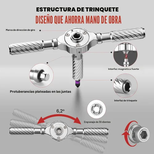 Miniatura 4 de VMAN Juego de destornilladores de trinquete, juegos de destornilladores magnéticos 66 en 1, brocas de acero S2, eje flexible de combinación