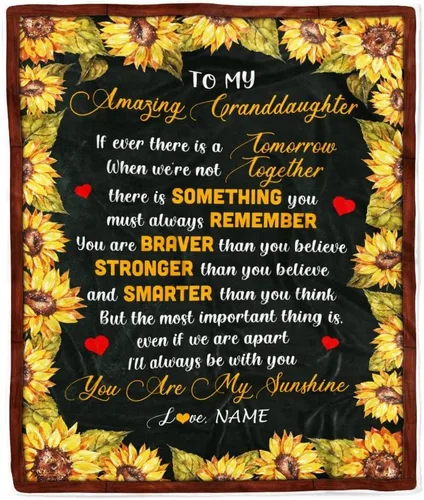 Miniatura 11 de Manta personalizada con texto en inglés «To My Granddaughter from Grandma Grandpa Sunflower Never Forget That I Love You», manta de forro polar