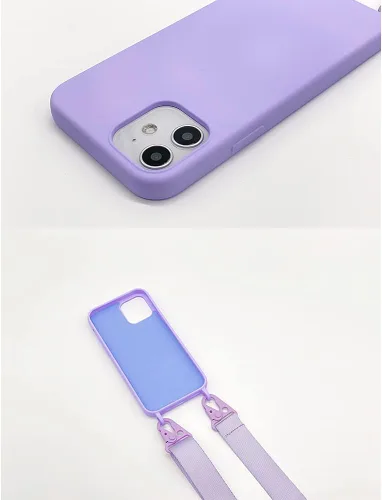 Miniatura 3 de Compatible con iPhone 11, funda cruzada para teléfono con cordón, bonita funda de silicona suave con correa ajustable para el hombro, protector a