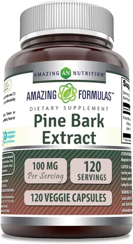 Miniatura 7 de Amazing Formulas Extracto de corteza de pino de 100 mg Suplemento de cápsulas vegetarianas Sin OMG Sin OMG Sin gluten 1 paquete 60