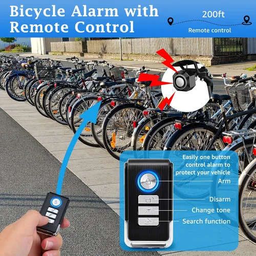 Miniatura 6 de NineLeaf Alarmas de bicicleta para bicicletas eléctricas, alarma de bicicleta con control remoto, alarma antirrobo de bicicleta de 110 dB, sistema