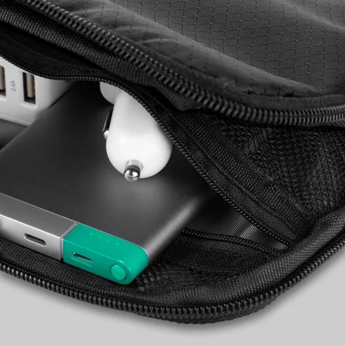 Miniatura 6 de UT Wire Estuche organizador de viaje de bolsillo con cremallera para cargador, cable, banco de energía, accesorios de memoria flash en negro