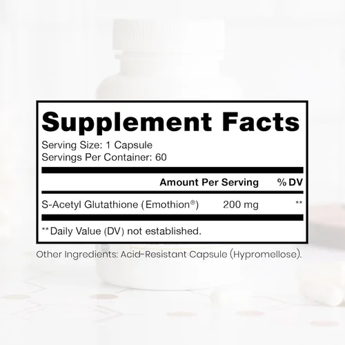 Miniatura 2 de Pure Therapro Rx S-acetil glutatión oro 200 mg 2 meses de suministro de cápsula resistente a los ácidos Forma acetilada patentada de glutatión