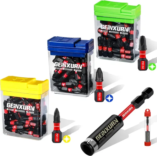 Miniatura 19 de Geinxurn Juego de Puntas de Destornillador de Impacto #2 Phillips, 43 piezas Brocas Magnéticas PH2 (1" y 2") S2 de Acero con Caja de Almacenamiento