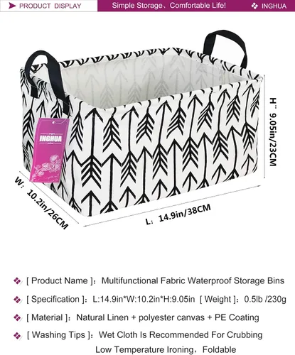 Miniatura 2 de Cesta de almacenamiento rectangular de tela con organizador de tela para juguetes, libros, ropa, regalos, mascotas - Perfecta para el hogar, Rec