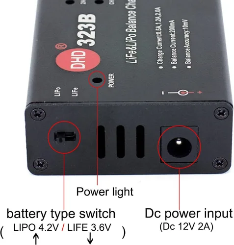 Miniatura 3 de 20W 2A 323B RC Cargador de equilibrio de batería para 2S 3S 7.4v 11.1v LiPo 6.6V 9.9V Life RC Battery Pack y RC Car Drone Truck Helicóptero Airsoft
