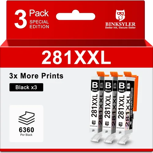 Paquete de 3 cartuchos de tinta negra 281 de repuesto para Canon CLI-281XXL 281XL 281 XXL BK para Canon Pixma TR8520 TS6120 TS6220 TS6320 TR7520
