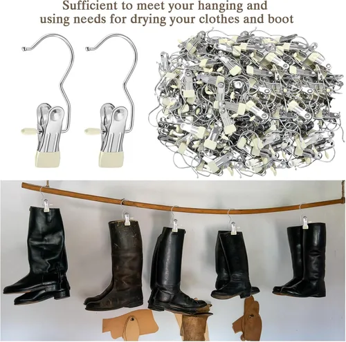Miniatura 4 de Yinder Ganchos Colgadores para Botas Clips Ganchos de Lavandería Colgantes de Acero Inoxidable Pinzas para Ropa Colgadores Portátiles para Armario