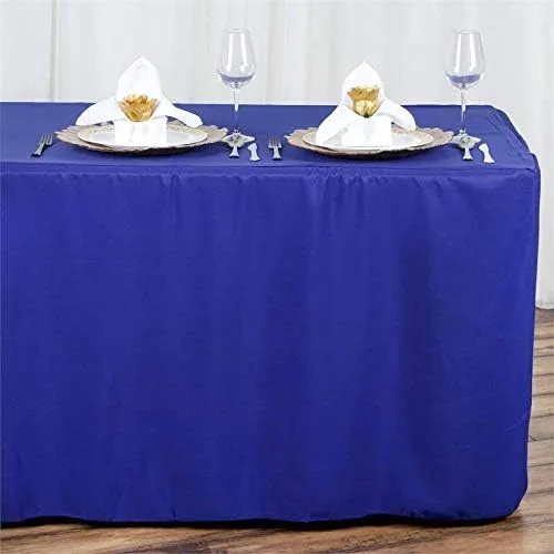Miniatura 5 de BEEKAY Mantel rectangular ajustable de 4 pies, color azul real, de 48 x 24 pulgadas, con caballete de poliéster, tela lavable, para bodas