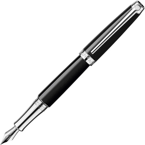 Caran d'Ache Leman - Pluma estilográfica mediana plateada - negro ébano, CD4799.782 Ébano negro