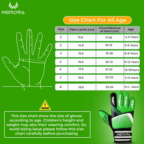 Miniatura 6 de Guantes de portero de fútbol para niños y jóvenes junior de 4mm antideslizantes con agarre fuerte en la palma Verde