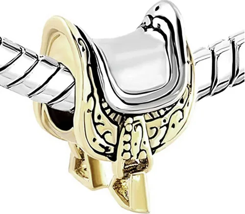 Miniatura 2 de NARTGO Abalorio de caballo en tono dorado para entusiastas ecuestres compatible con pulseras Pandora