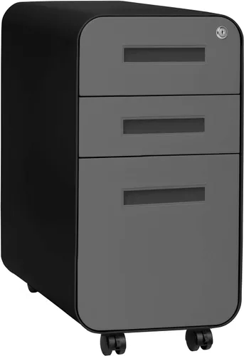 Miniatura 12 de Laura Davidson Furniture Stockpile Archivador móvil delgado de 3 cajones con cerradura - Archivador de metal para debajo del escritorio, carpetas